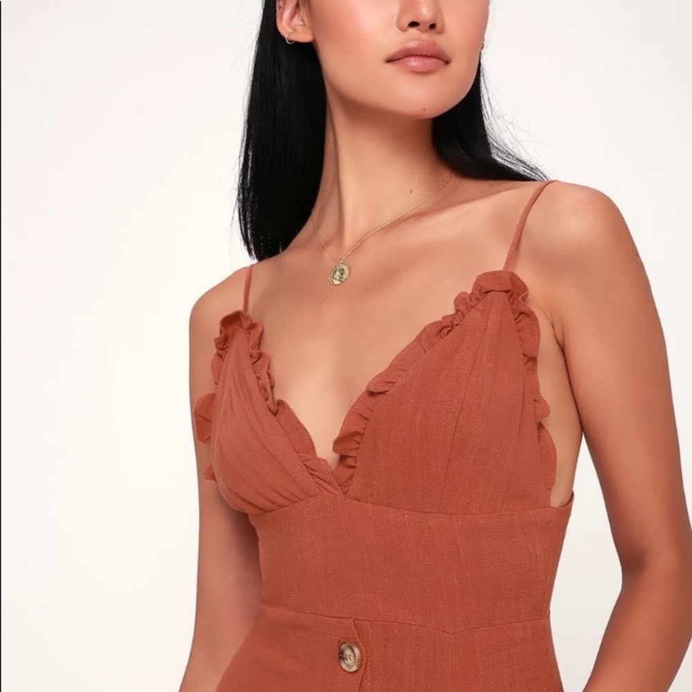 Lulu’s Lisbeth Rust Orange Button Front Dress, M - image 6